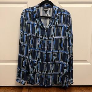 Just Cavalli Blue Patterned Button Down Top